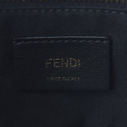 Fendi Canvas Vitello King Logo Embroidered Medium By The Way Boston Bag Grezzo Black 5 of 9