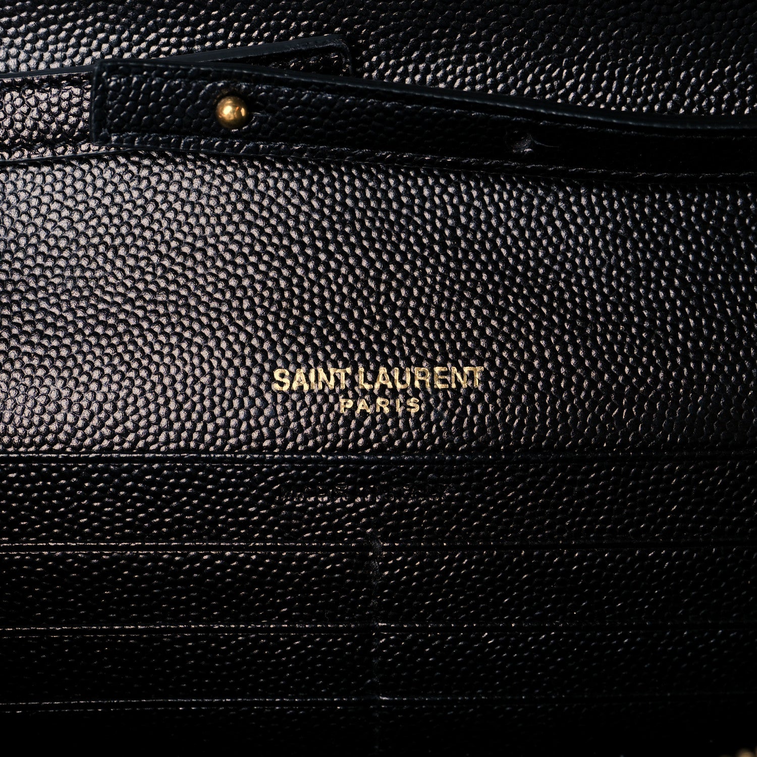 Saint Laurent Grain De Poudre Matelasse Chevron Monogram Chain Wallet Black 6 of 11