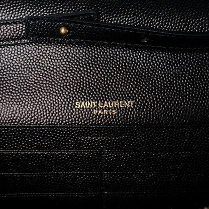 Saint Laurent Grain De Poudre Matelasse Chevron Monogram Chain Wallet Black 6 of 11