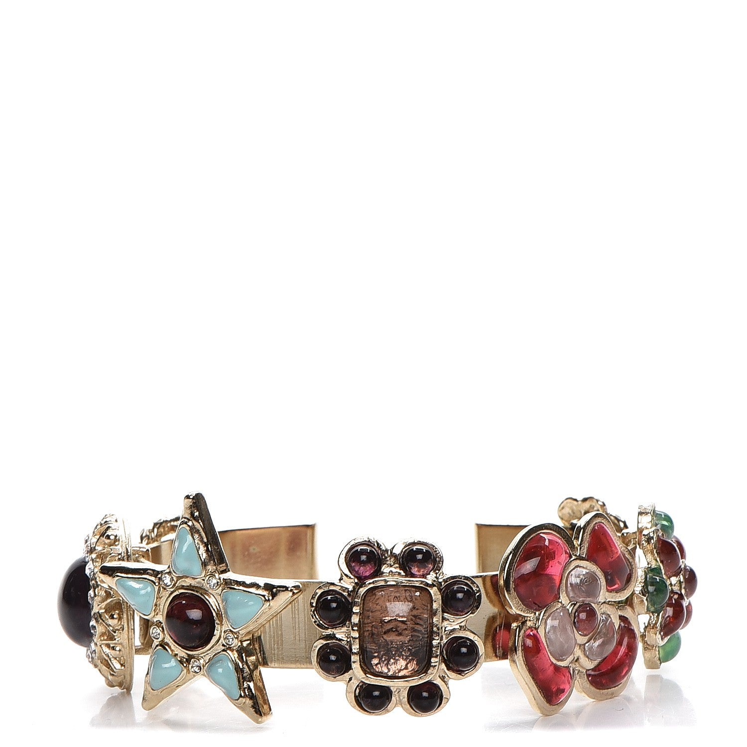 Chanel Resin Gripoix Crystal CC Cuff Multicolor 1 of 6