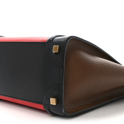 Celine Bullhide Calfskin Micro Tri-Color Luggage Bright Red 8 of 8