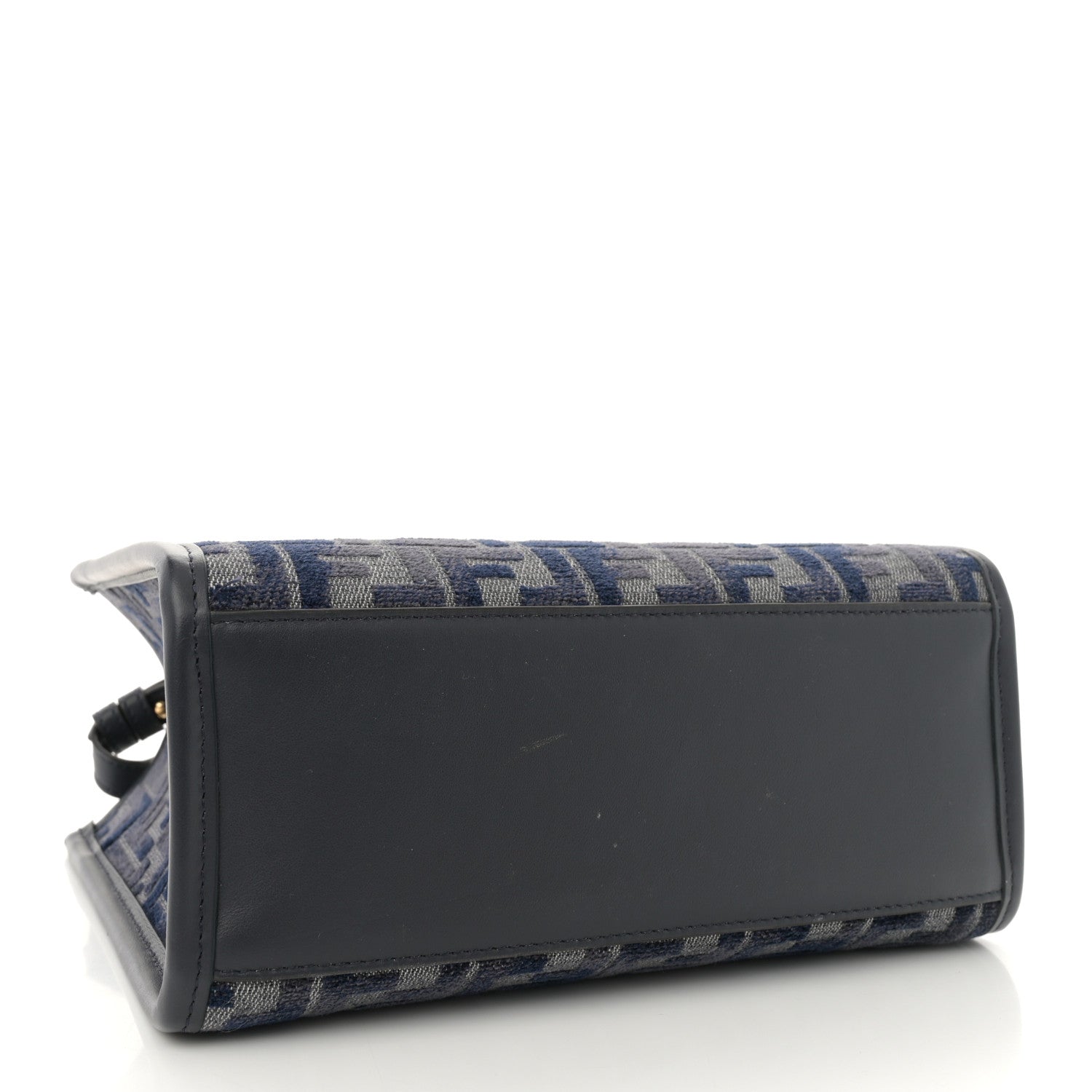 Fendi Chenille Vitello Grace FF Embroidered Small Fendi Sunshine Shopper Tote Dark Blue Grey 4 of 13
