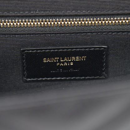 Saint Laurent Grain De Poudre Matelasse Chevron Large Monogram Satchel Black 5 of 10