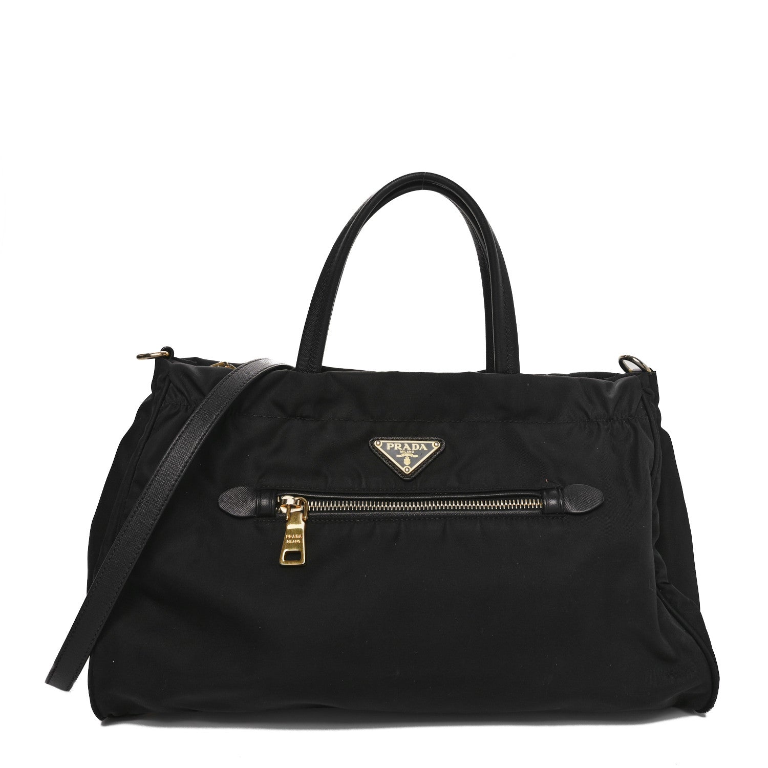 Prada Tessuto Nylon Saffiano Shopping Tote Black 1 of 9
