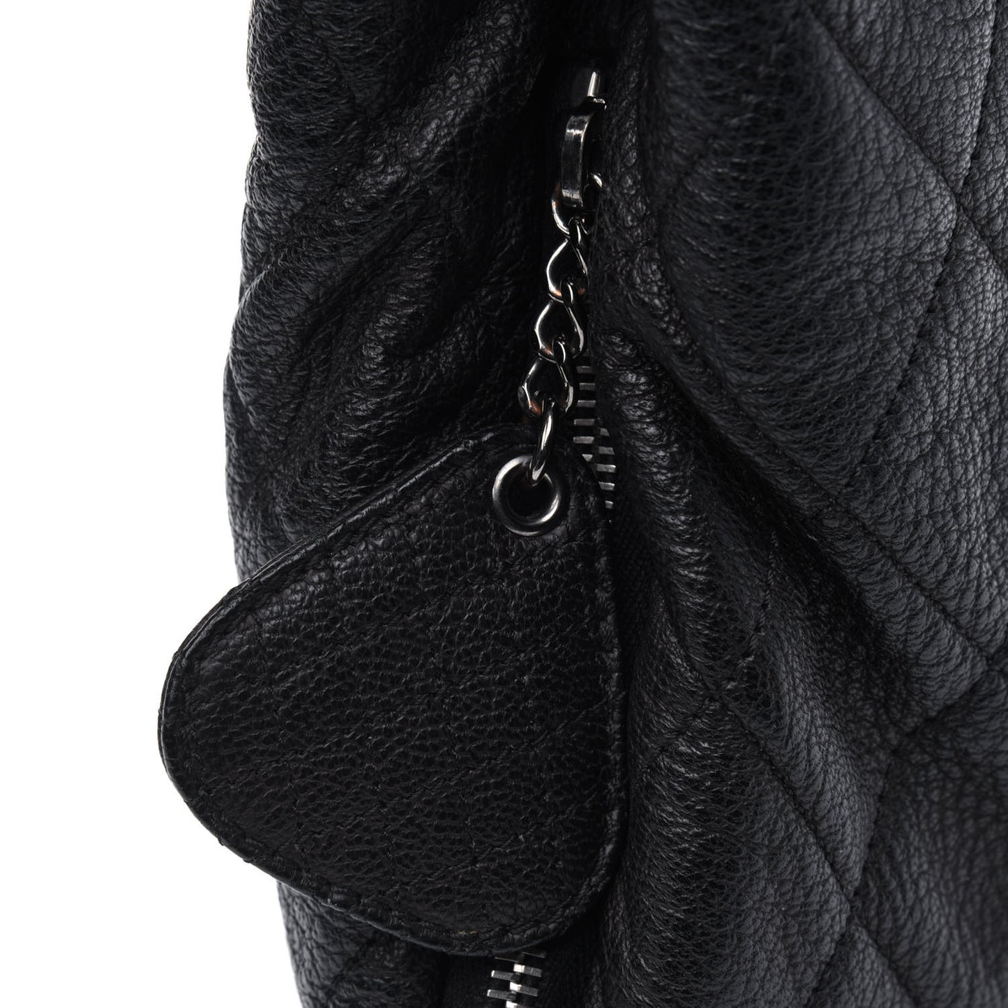 Calfskin Quilted Expandable Zip Shoulder Bag Black