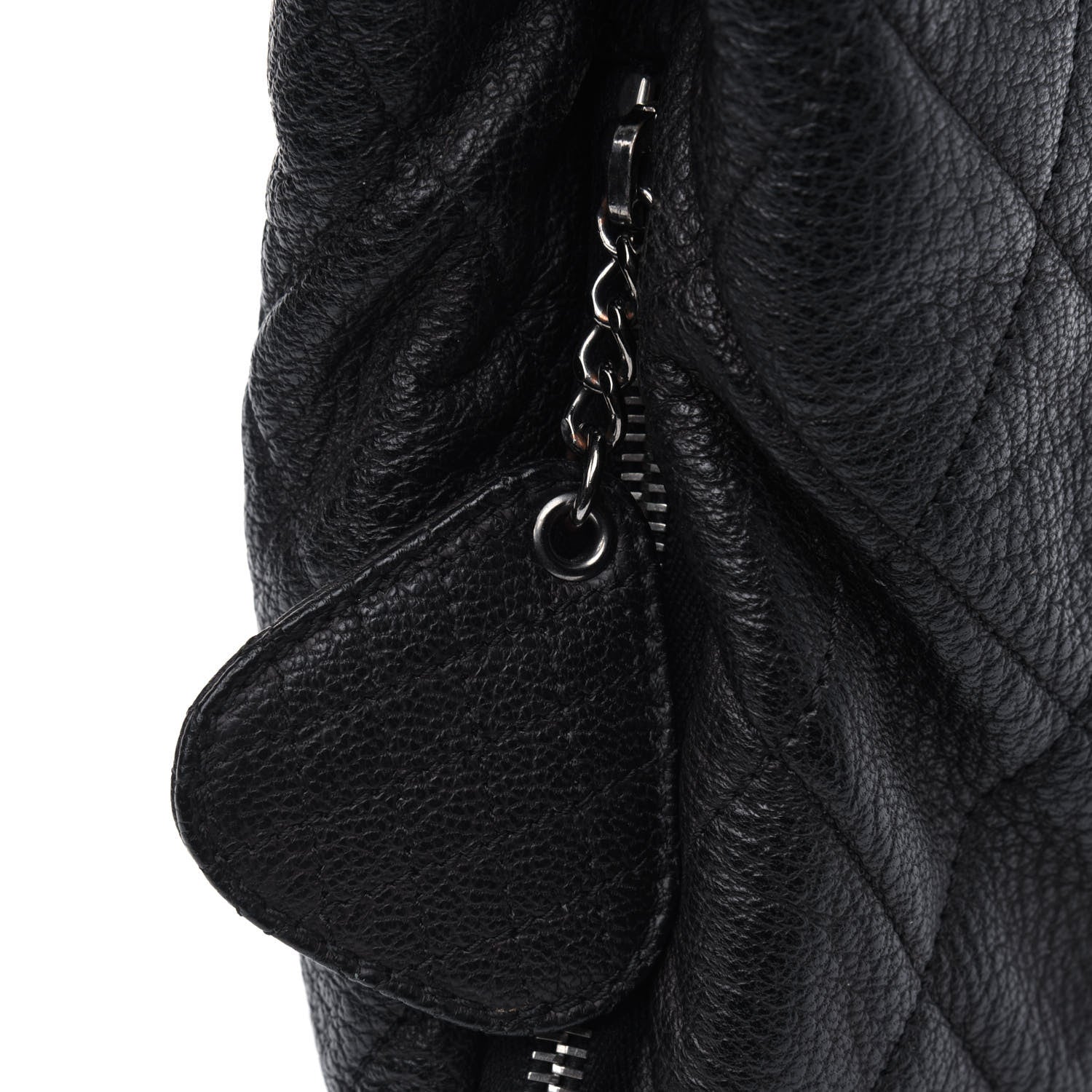 Chanel Calfskin Quilted Expandable Zip Shoulder Bag Black 16 of 17