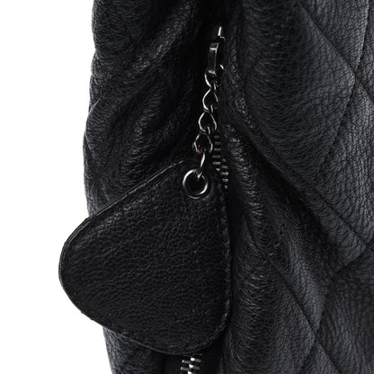 Chanel Calfskin Quilted Expandable Zip Shoulder Bag Black 16 of 17
