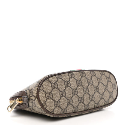 Gucci GG Supreme Monogram Textured Calfskin Web Large Ophidia Cosmetic Case Beige Ebony New Acero 4 of 7