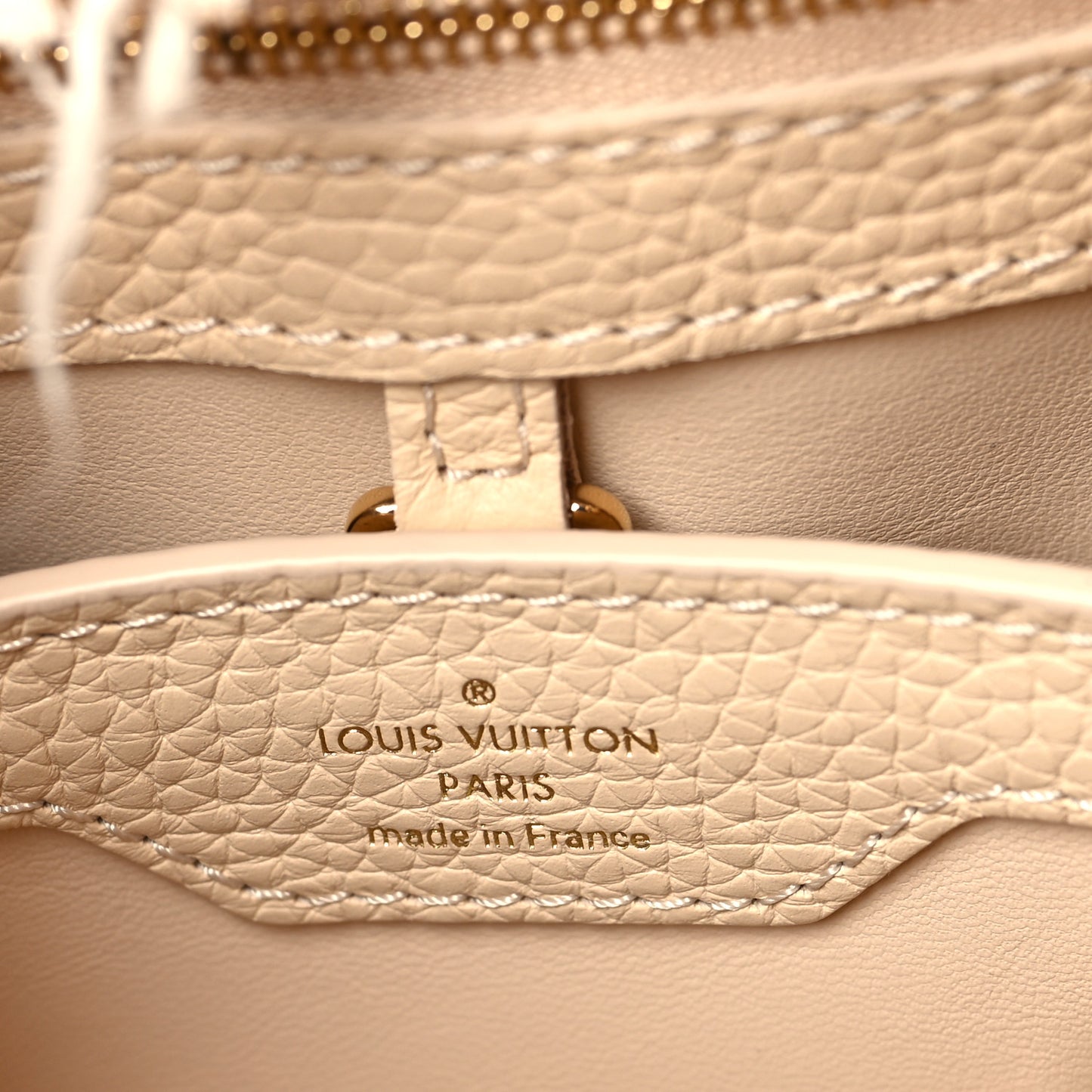 Tweed Taurillon Capucines BB Beige