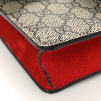 Gucci GG Supreme Monogram Suede Mini Dionysus Shoulder Bag Beige Ebony Vulcanic Red 8 of 13