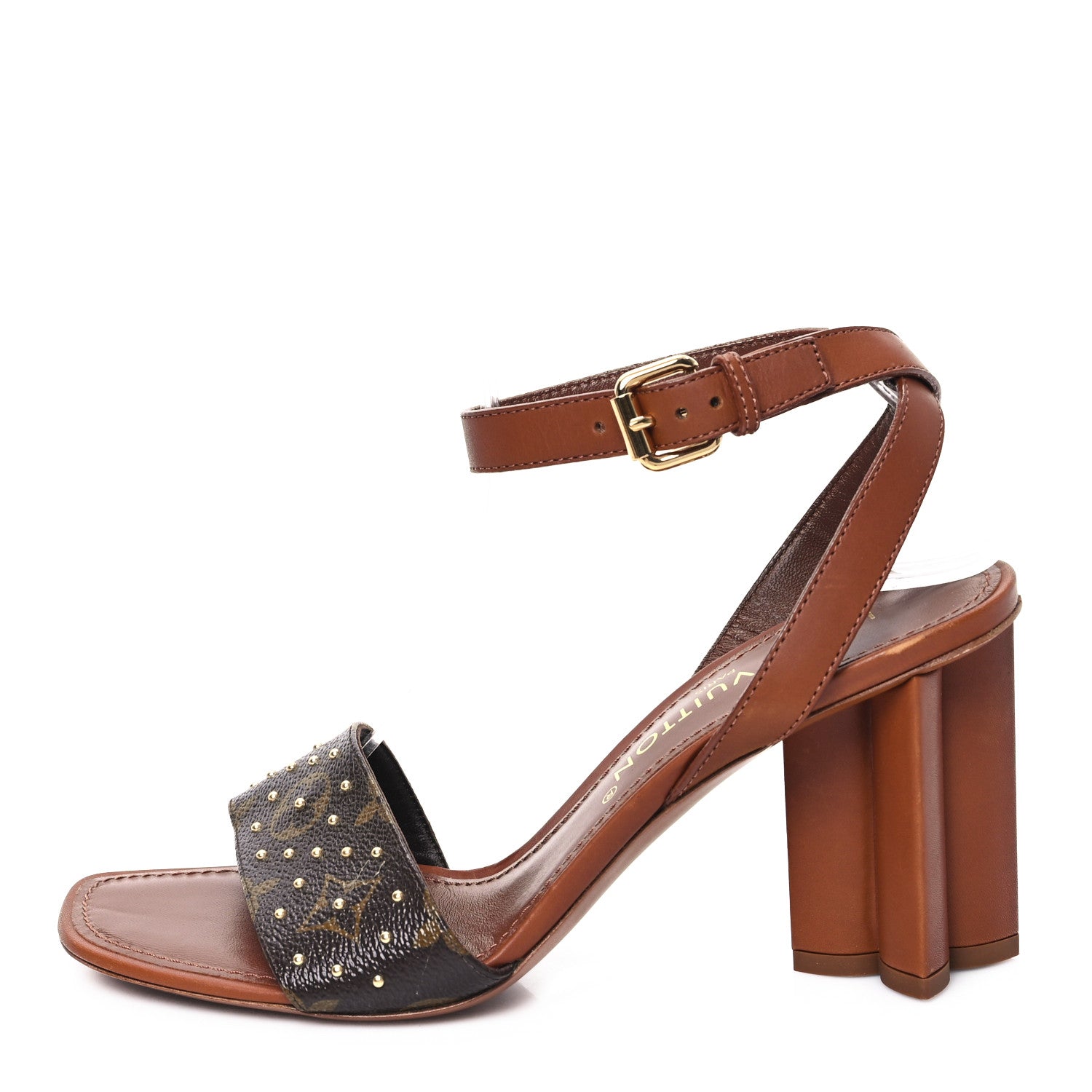 Louis Vuitton Calfskin Perforated Monogram Silhouette Sandals 39 Gold 1 of 8