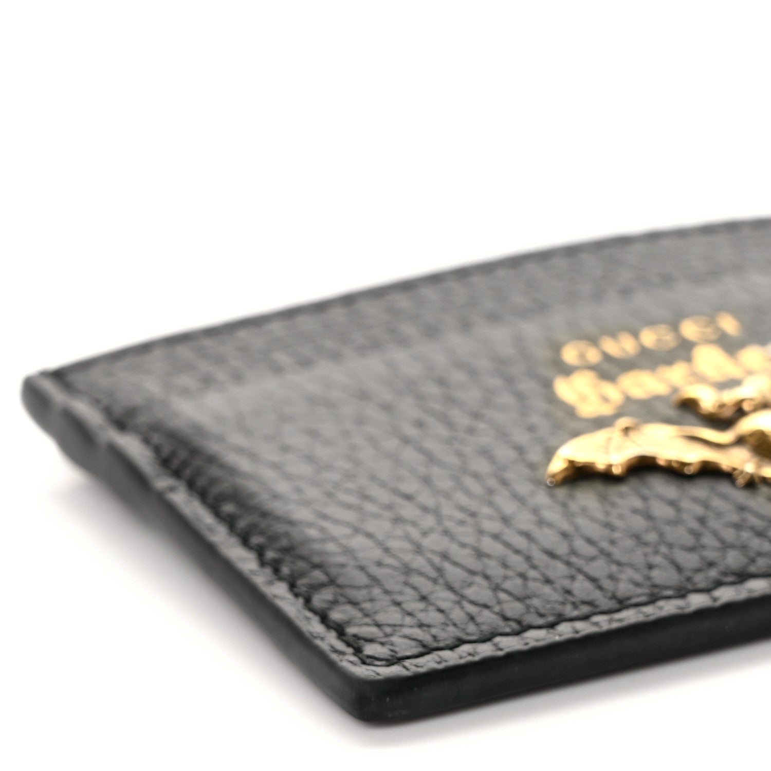 Gucci Calfskin Garden Bat Card Holder Black 8 of 9