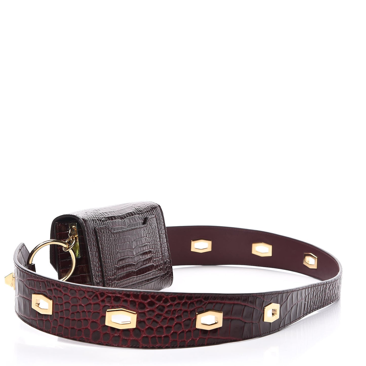 Calfskin Crocodile Embossed Eden Belt Bag Eggplant