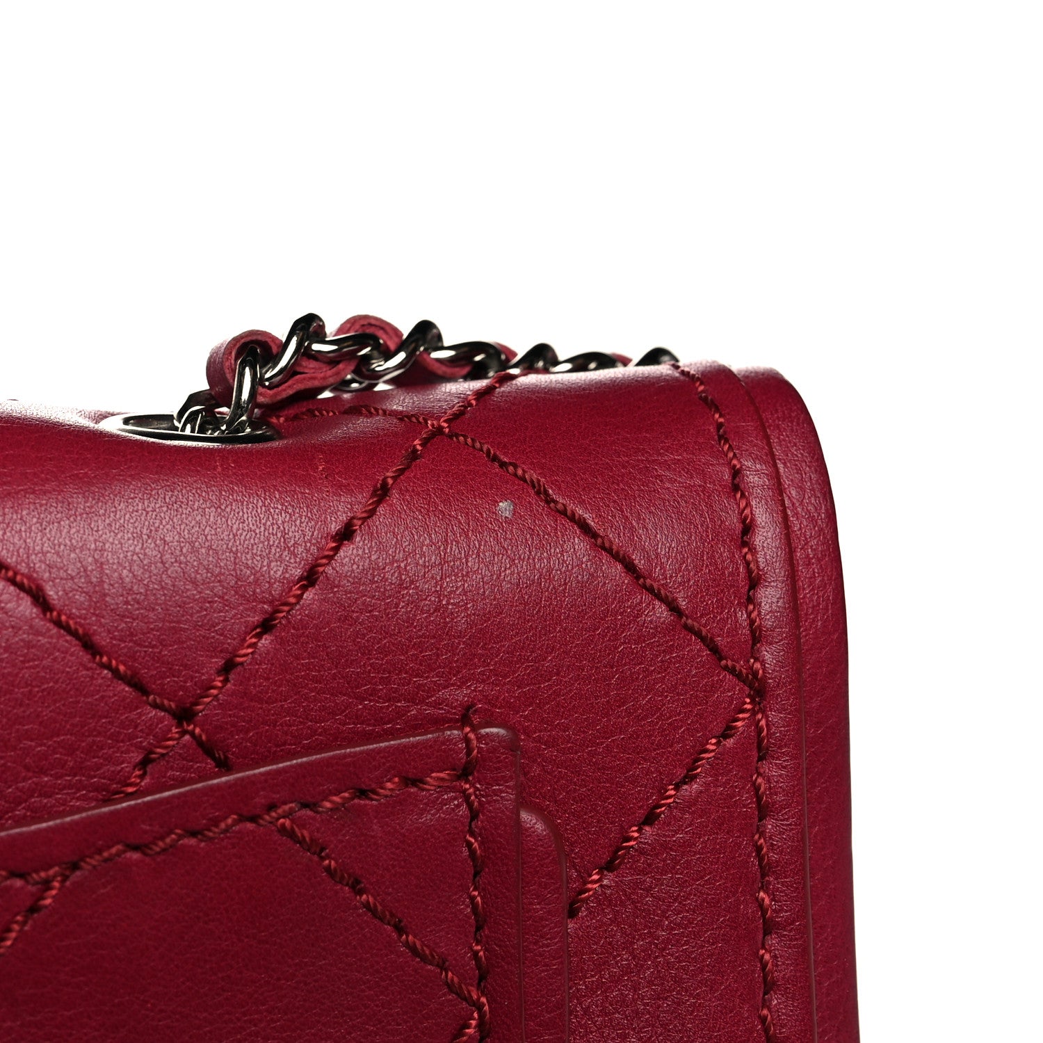 Chanel Calfskin Stitched Clutch Flap Red 10 of 13