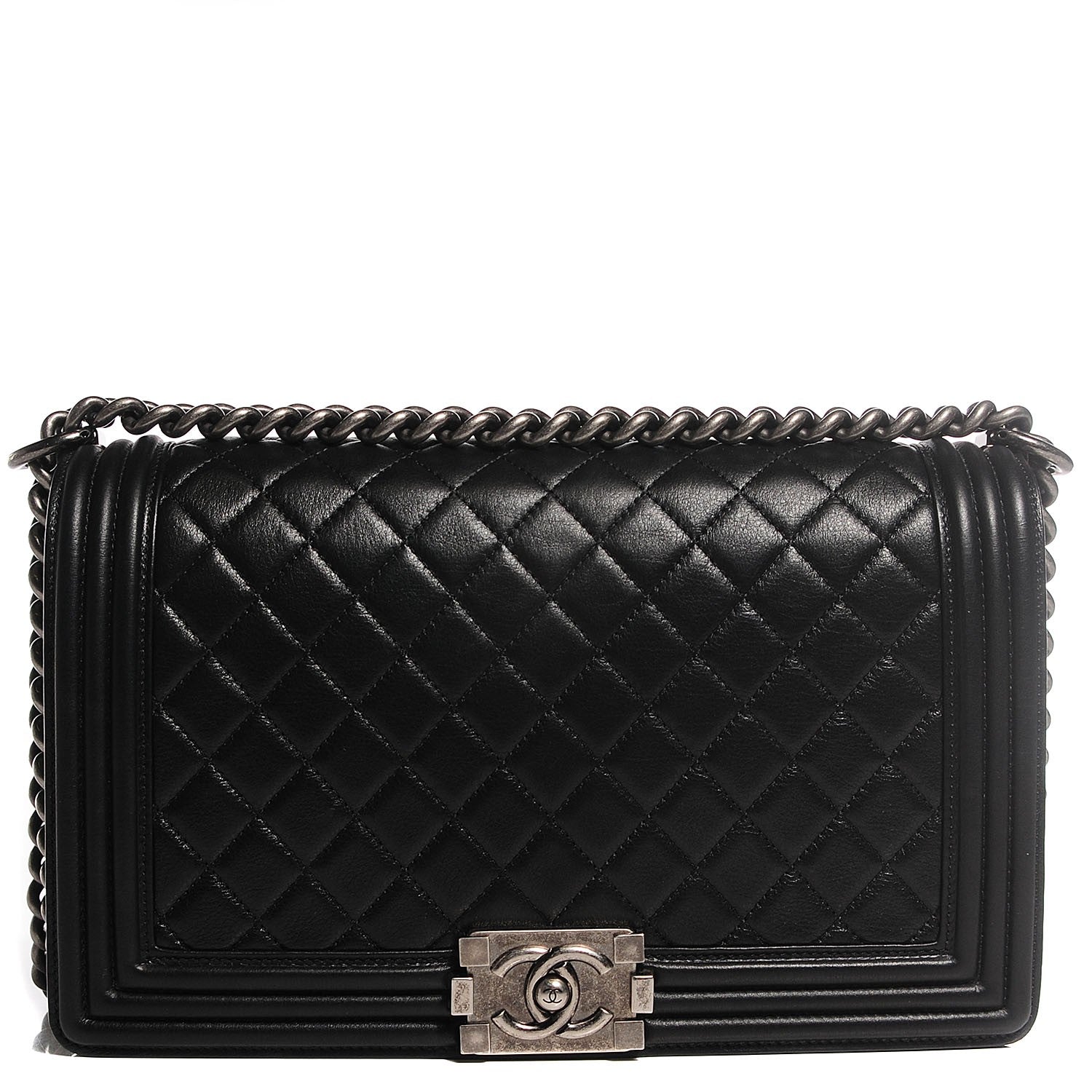 Chanel Metallic Calfskin Quilted New Medium Boy Flap Black 1 of 9