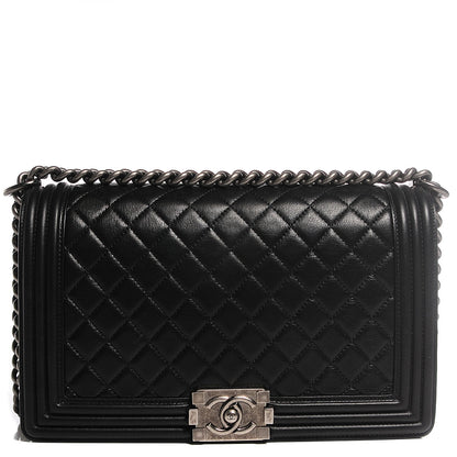 Chanel Metallic Calfskin Quilted New Medium Boy Flap Black 1 of 9