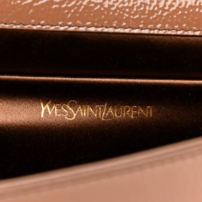Saint Laurent Textured Patent Calfskin Monogram Large Belle De Jour Clutch Tobacco 6 of 9