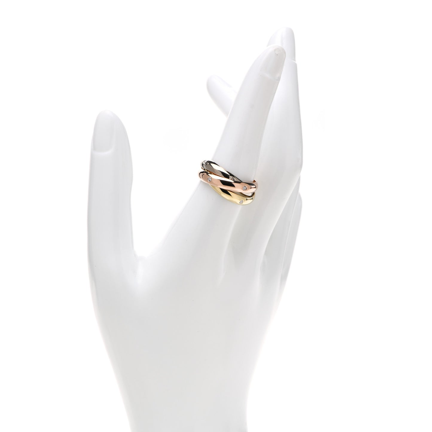 18K Pink Yellow White Gold Diamond Medium Trinity Ring 56 7.5