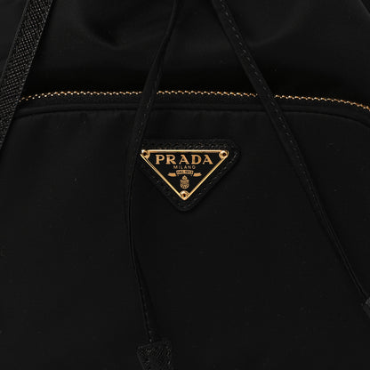 Prada Saffiano Tessuto Nylon Mini Bucket Crossbody Bag Black 9 of 11