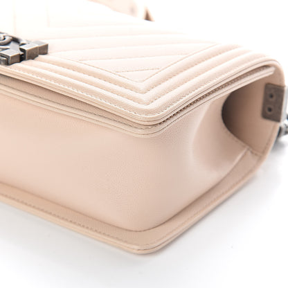 Chanel Caviar Chevron Quilted Medium Boy Flap Light Beige 9 of 10