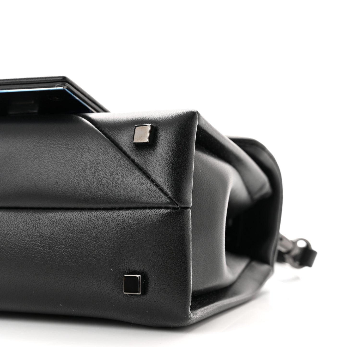 Nappa Tonal Monochrome Mini One Stud Top Handle Bag Black