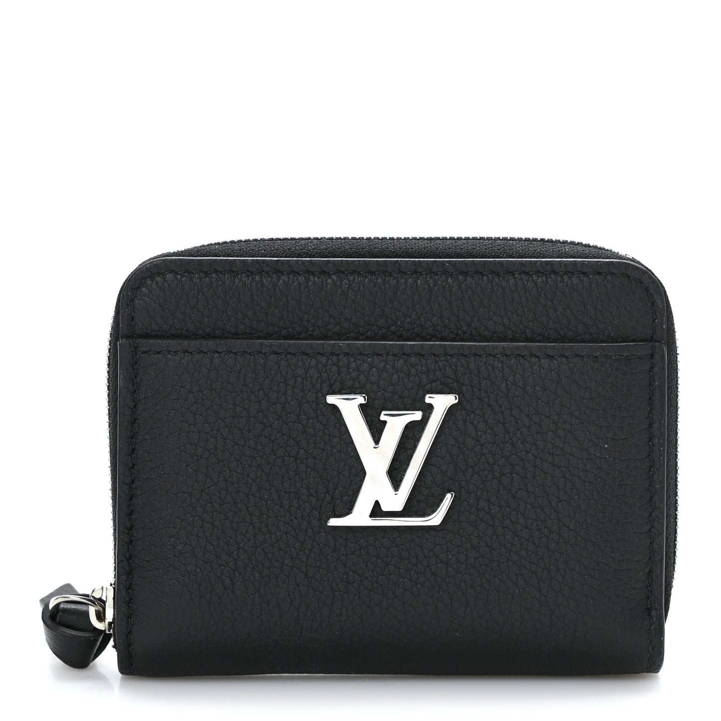 Calfskin Lockme Zippy Coin Purse Black