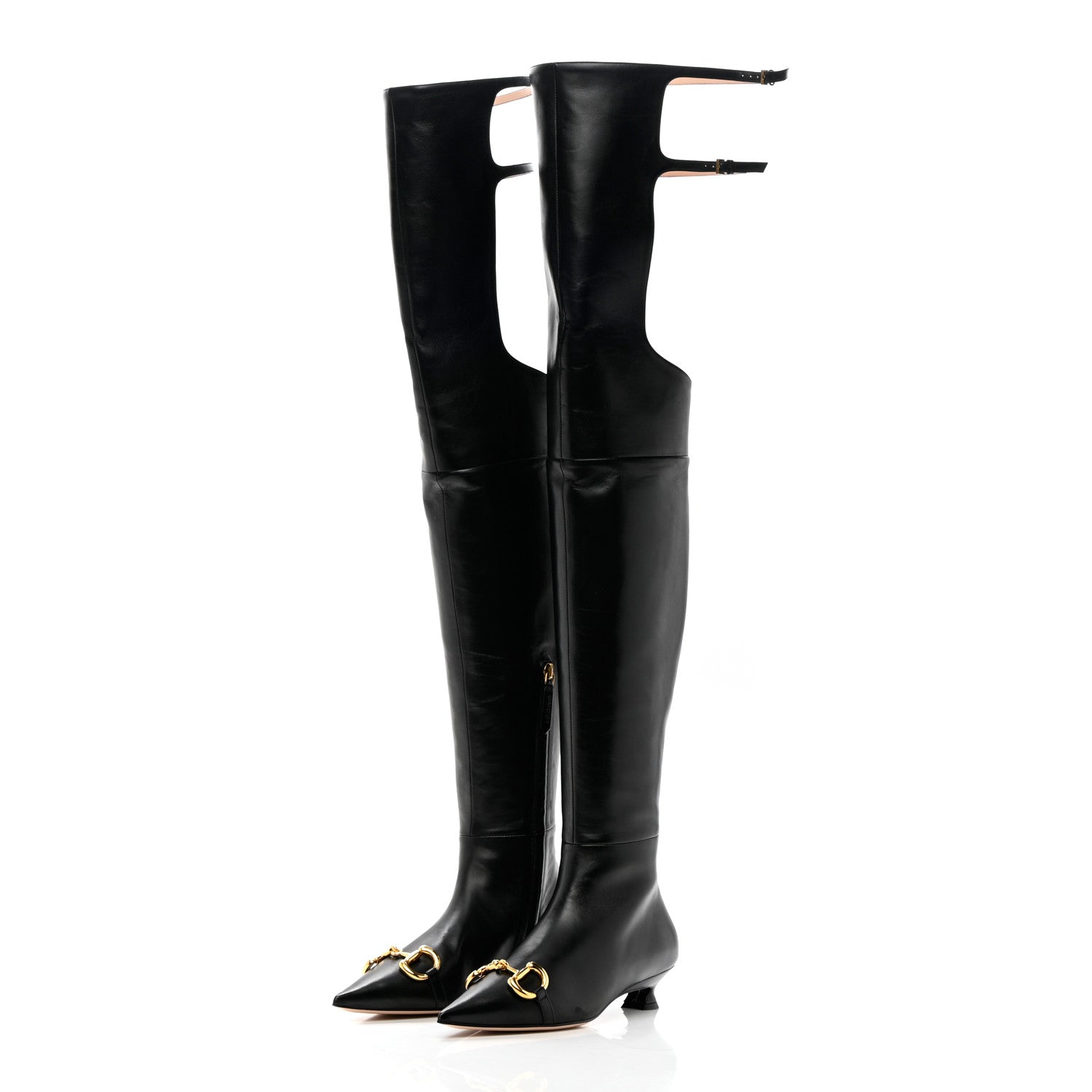 Gucci Nappa Horsebit Over The Knee Boots 35 Black 3 of 15