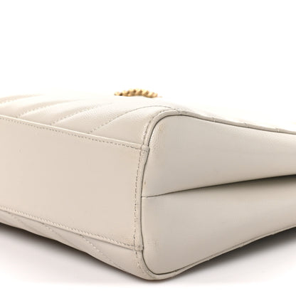 Saint Laurent Grain de Poudre Matelasse Chevron Medium Tribeca Shopping Bag Crema Soft 10 of 10