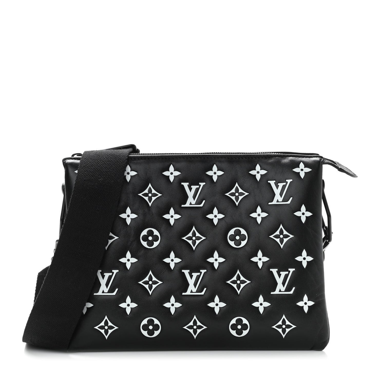 Lambskin Embossed Monogram Coussin PM Black White