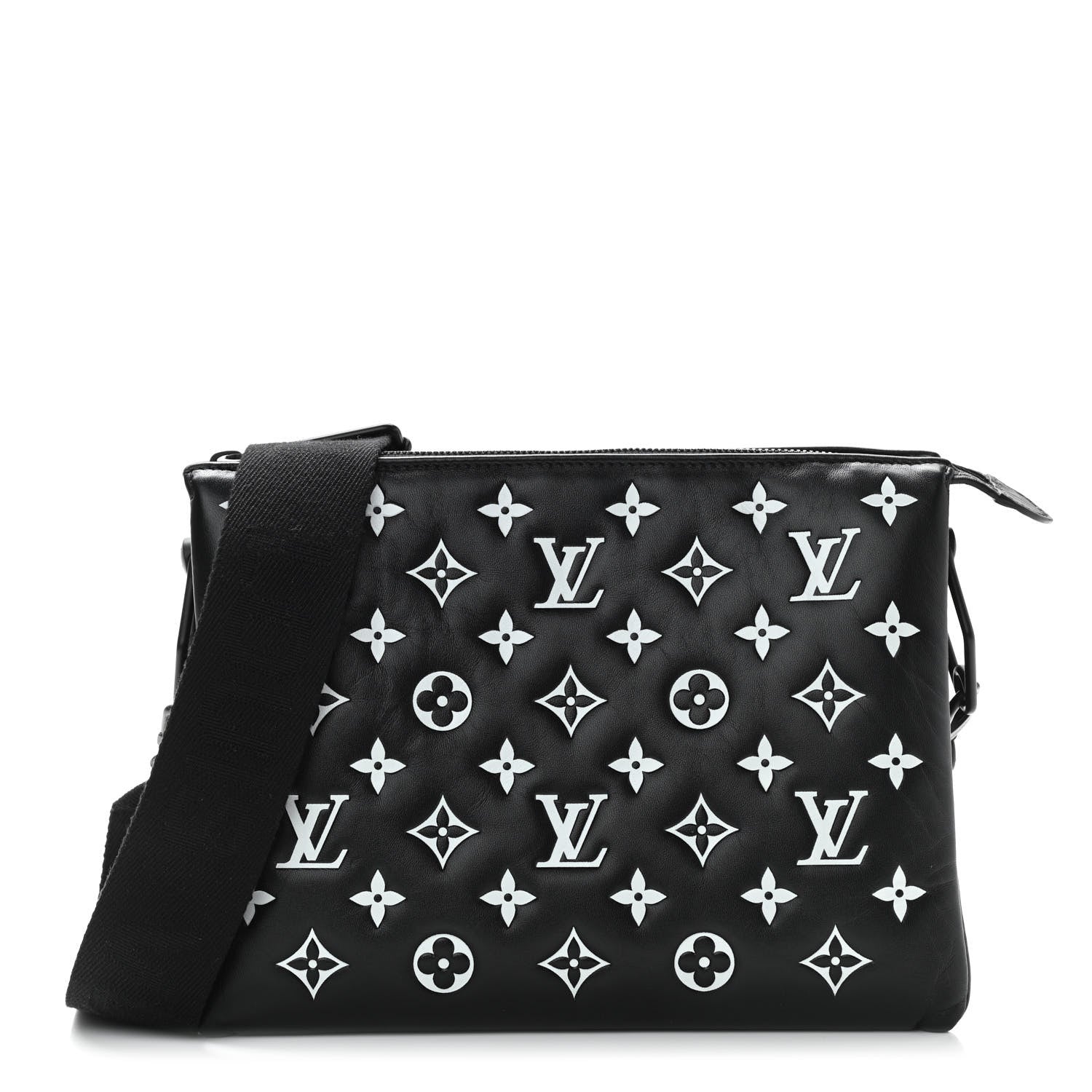 Louis Vuitton Lambskin Embossed Monogram Coussin PM Black White 1 of 11
