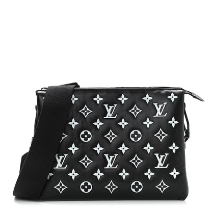 Louis Vuitton Lambskin Embossed Monogram Coussin PM Black White 1 of 11