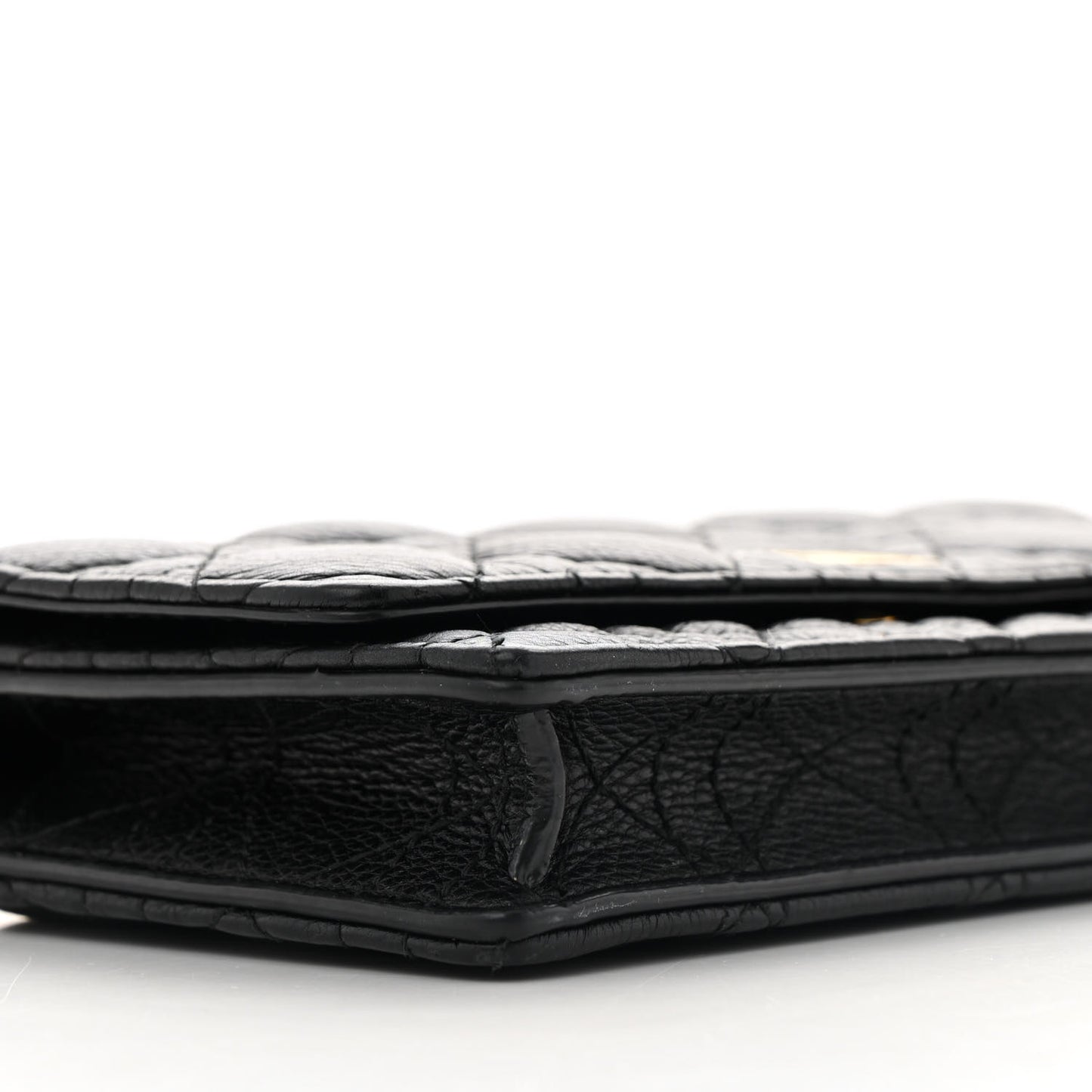 Supple Calfskin Caro Pouch with Chain Black