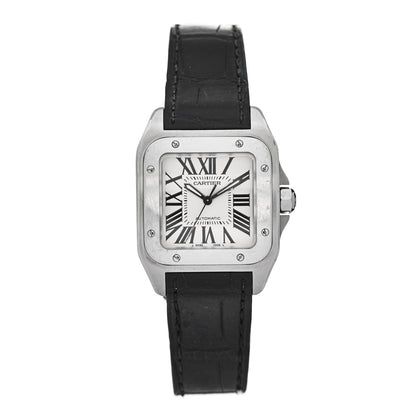Cartier Stainless Steel Alligator 33mm Santos 100 Automatic Watch 1 of 5