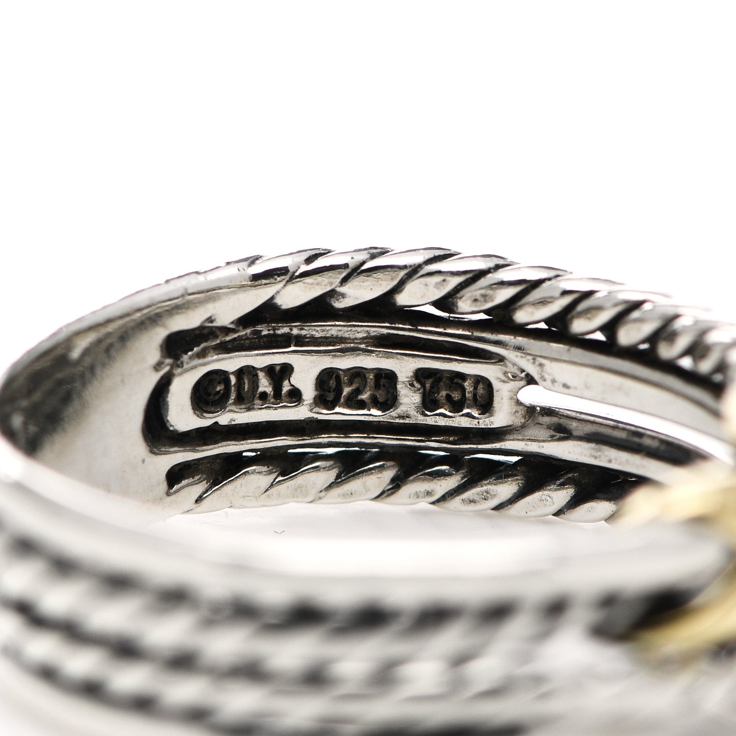 Sterling Silver 18K Yellow Gold 6mm X Crossover Ring 52 6