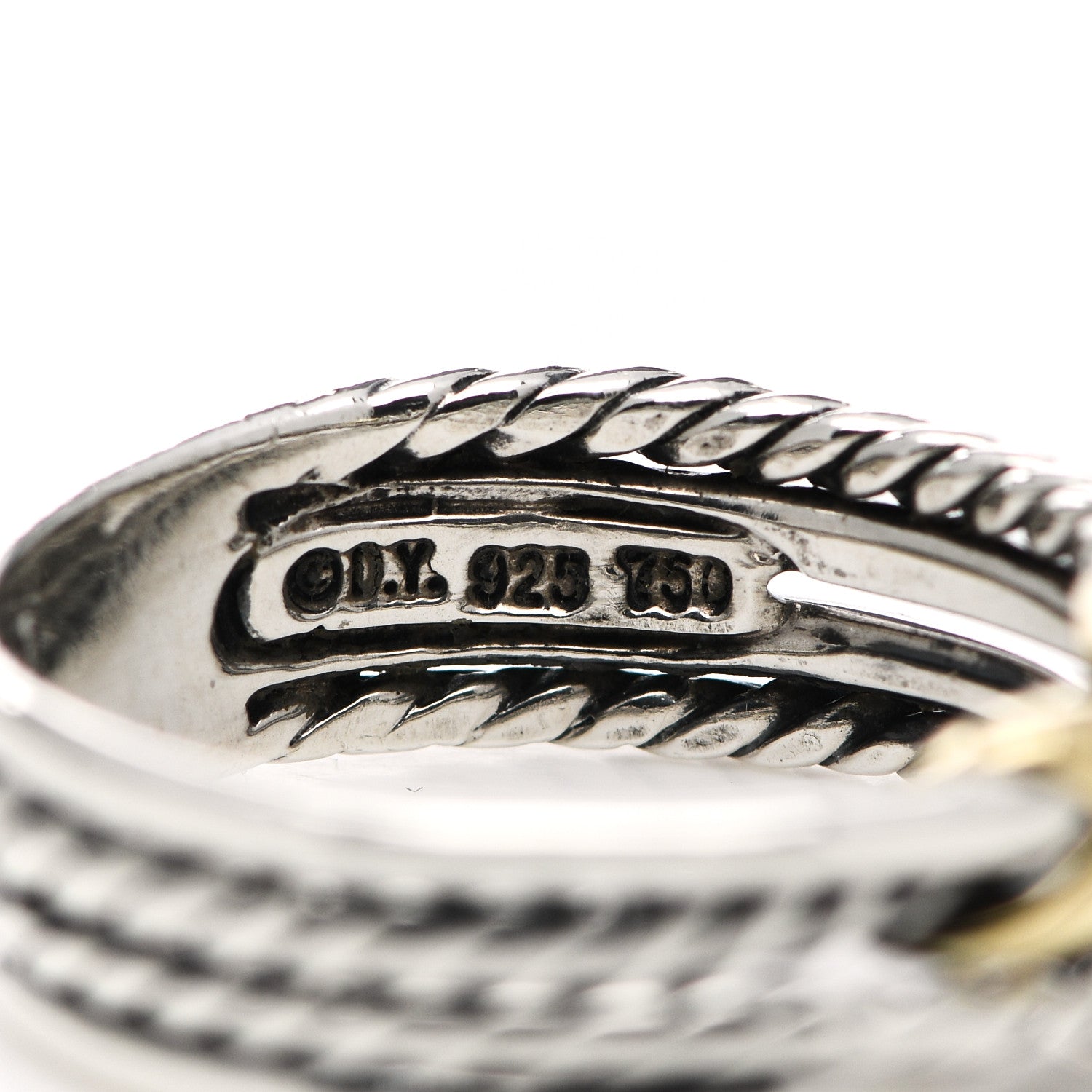 David Yurman Sterling Silver 18K Yellow Gold 6mm X Crossover Ring 52 6 4 of 5