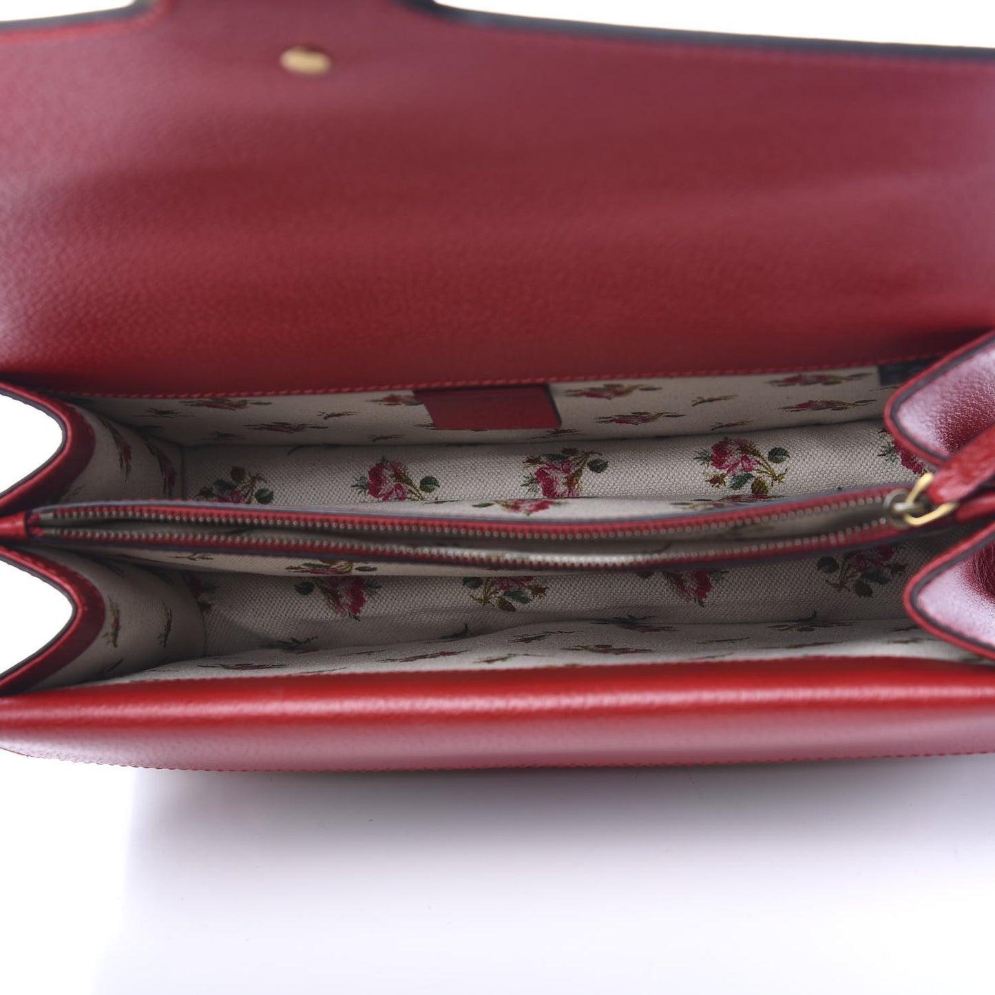 Calfskin Web Floral Embroidered Small Dionysus Shoulder Bag Hibiscus Red