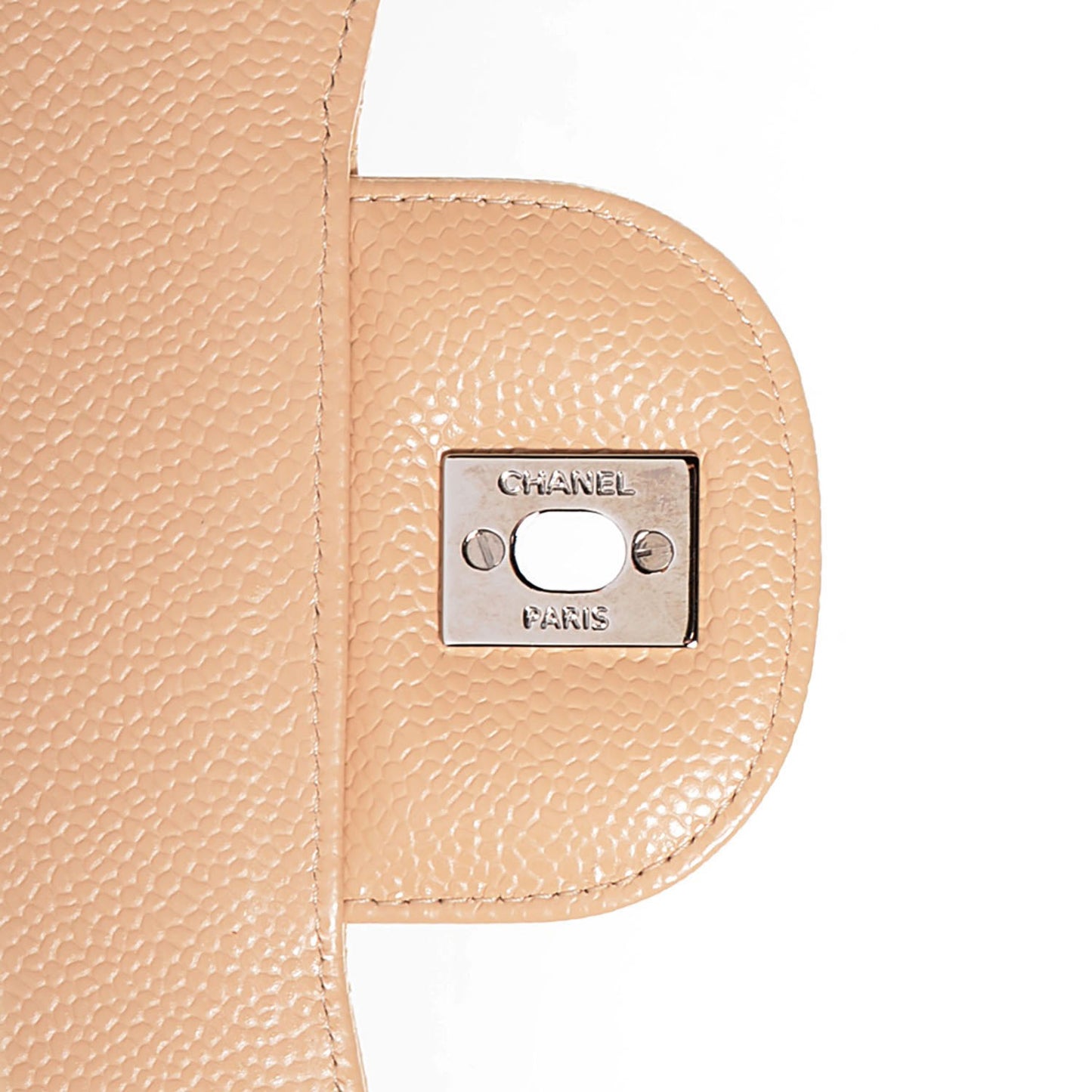 Caviar Jumbo Double Flap Light Beige