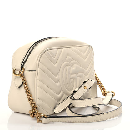 Gucci Calfskin Matelasse Small GG Marmont Chain Shoulder Bag White 3 of 9