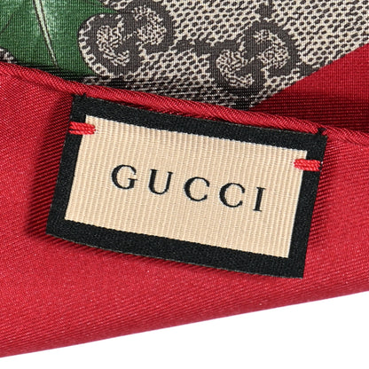 Gucci Silk Twill GG Monogram Special Florio Square Scarf Beige Red 5 of 24