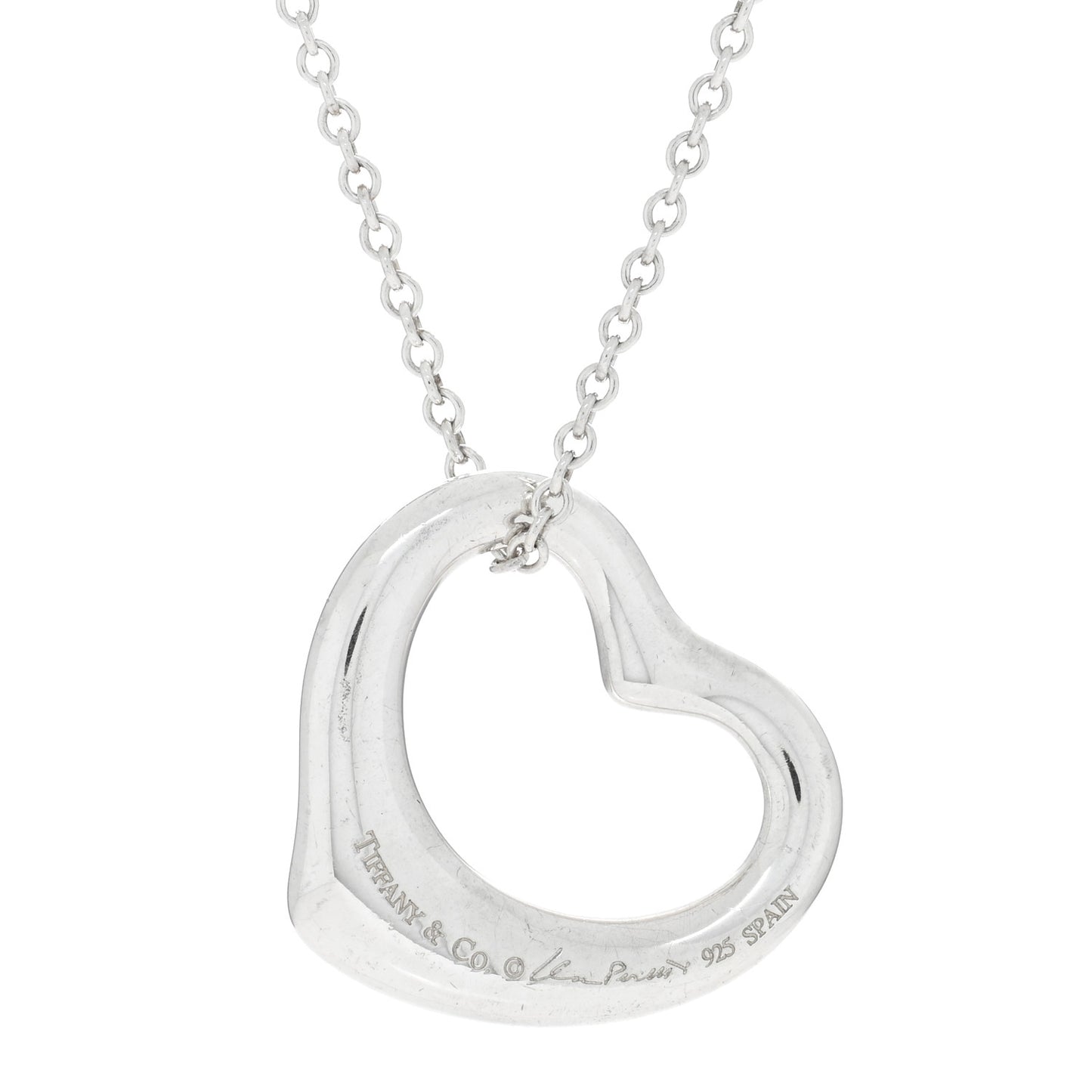 Sterling Silver 22mm Elsa Peretti Open Heart Pendant Necklace