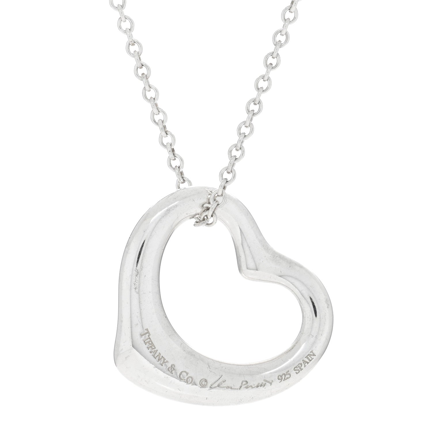 Tiffany Sterling Silver 22mm Elsa Peretti Open Heart Pendant Necklace 4 of 5