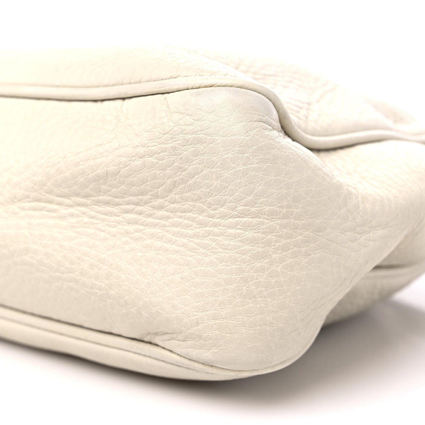 Pebbled Calfskin Small Soho Bowler Off White