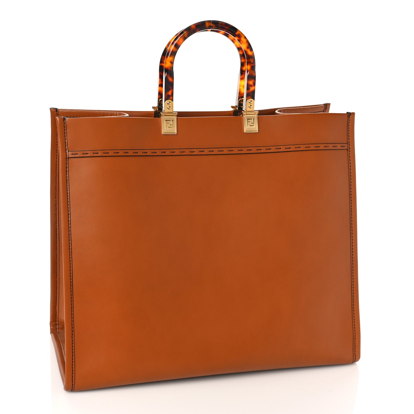Vitello King Plexiglass Large Fendi Sunshine Shopper Tote Cuoio