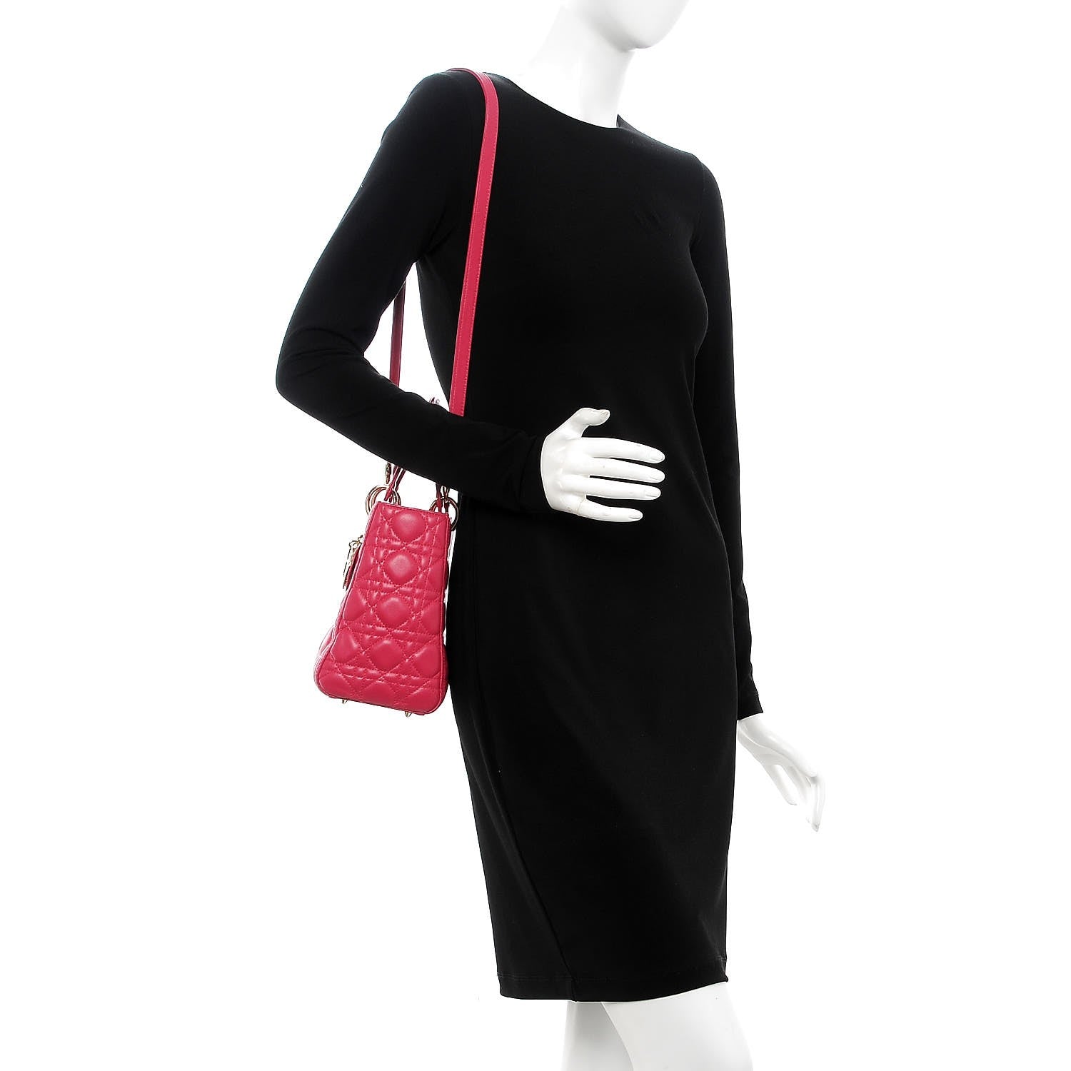 Christian Dior Lambskin Cannage Medium Lady Dior Pink 2 of 7