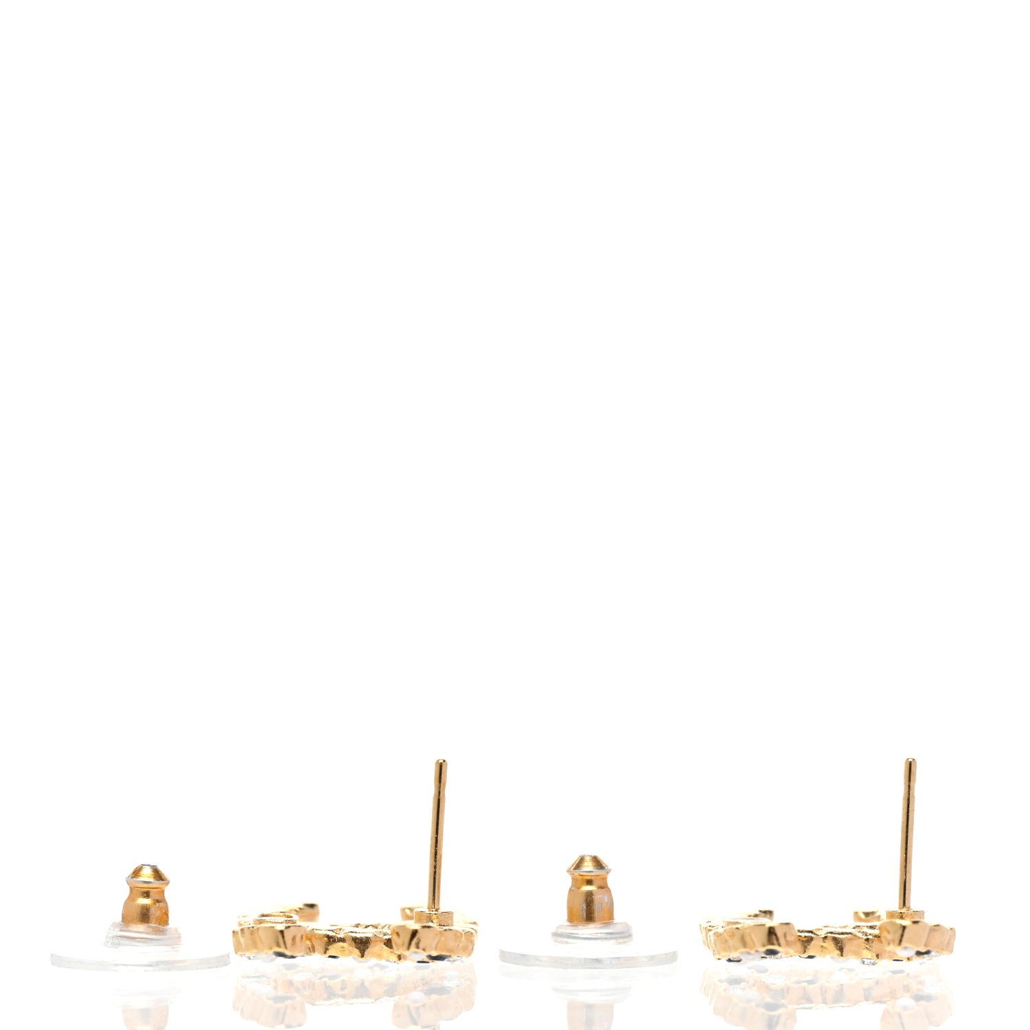 Chanel Resin Pearl Crystal CC Earrings Gold Black 4 of 5