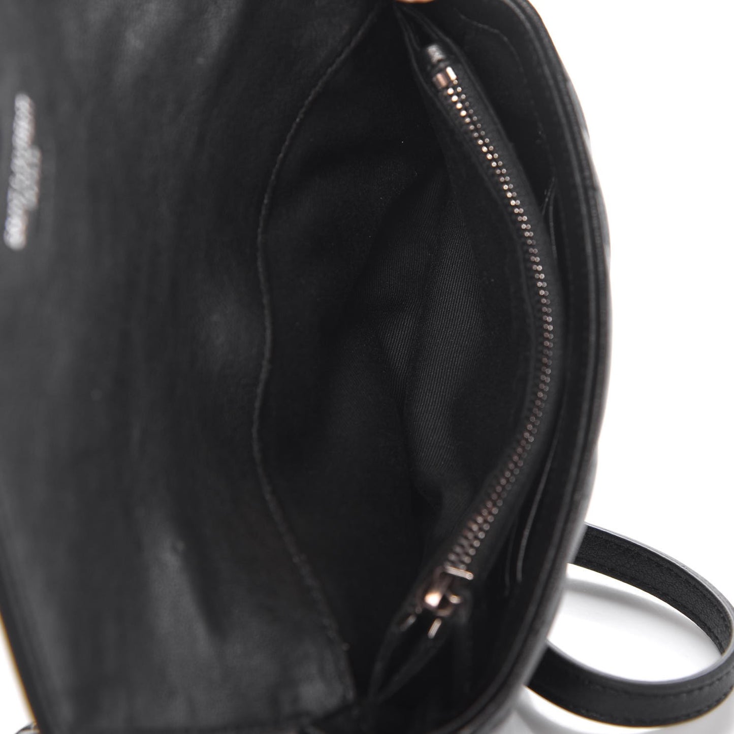 Sheepskin Matelasse Chevron Monogram College Chain Wallet Black