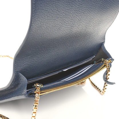 Balenciaga Chevre Gold Metallic Edge Hardware Wallet on Chain Bleu Nuit 5 of 7