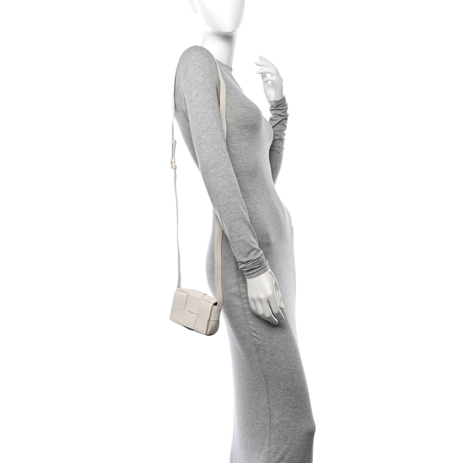 Bottega Veneta Lambskin Maxi Intrecciato Extra Mini Cassette Crossbody Bag White 2 of 13