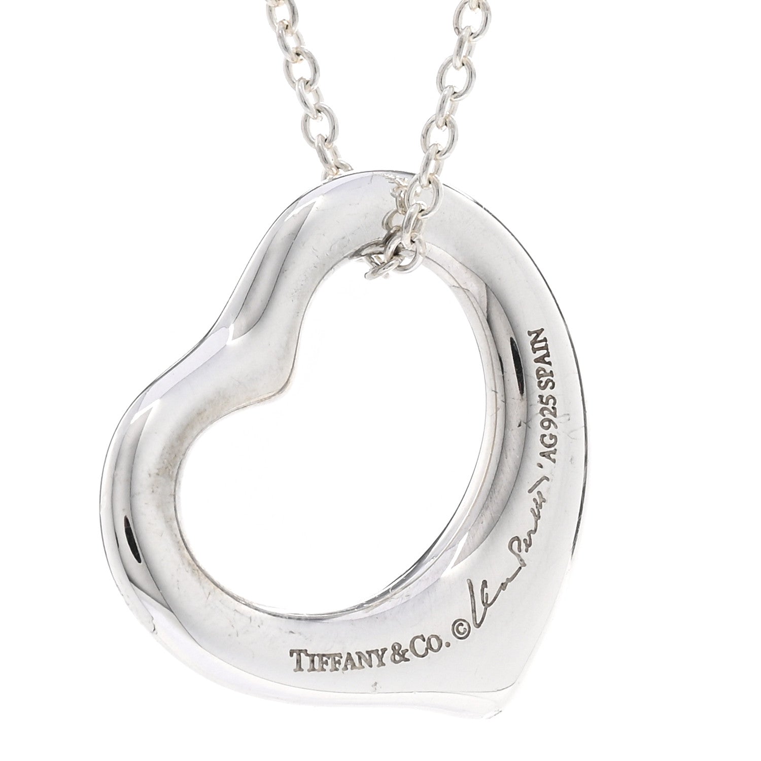 Tiffany Sterling Silver 16mm Elsa Peretti Open Heart Pendant Necklace 4 of 4