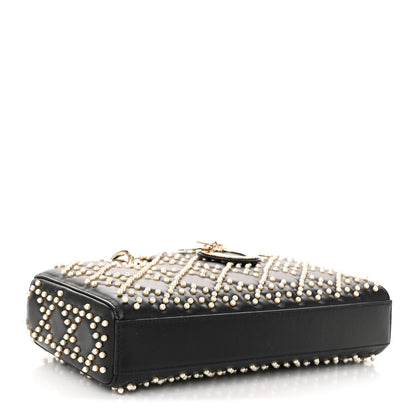 Christian Dior Lambskin Cannage Pearl Studded Small Lady D-Joy Black 4 of 10